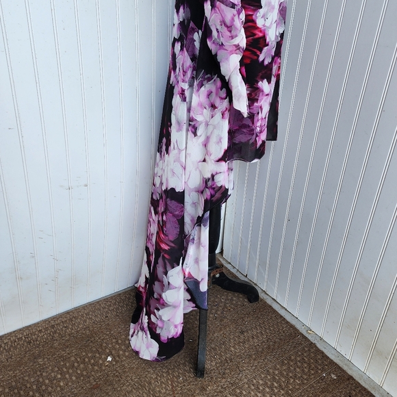 Guess by Marciano Womens Purple Black Hi Low Multi Fushion Sheer Long Sl Dress 4 - Picture 7 of 16